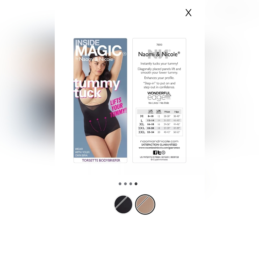 Inside Magic by Naomi & Nicole Tummy Tuck Shapewear - Black